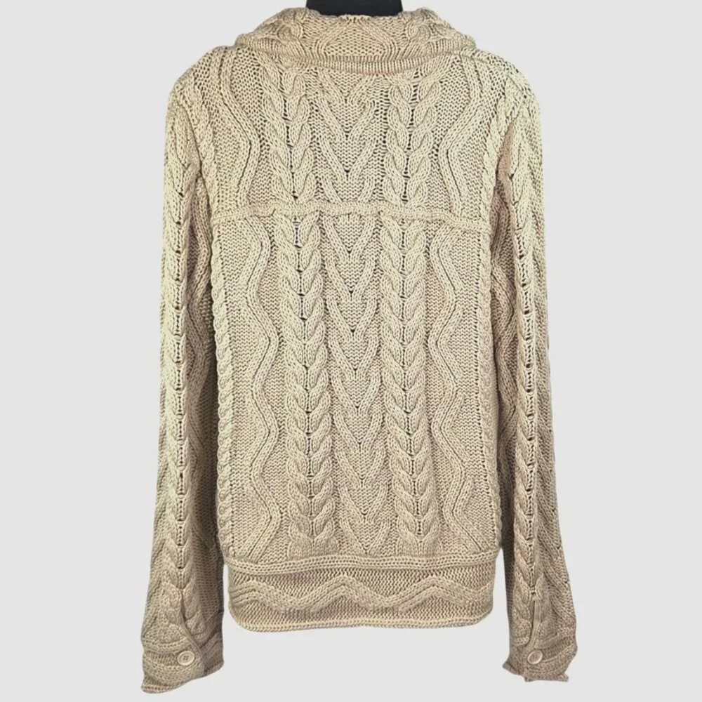 Vintage 1970's University Forum Beige Cable Knit Cardigan Jacket Wool Blend But - Picture 3 of 8